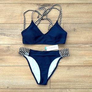 NWT navy blue strappy bikini